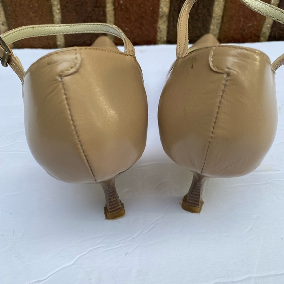 Nude Leather Ankle Straps Pumps Size 7 - Picture 5 of 9
